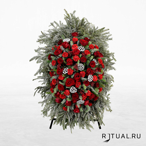 ВЕНОК С ЖИВЫМИ ЦВЕТАМИ "ЭЛИТ" (1,2м)