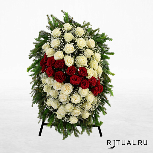 ВЕНОК С ЖИВЫМИ ЦВЕТАМИ "ЭЛИТ" (1,2м)