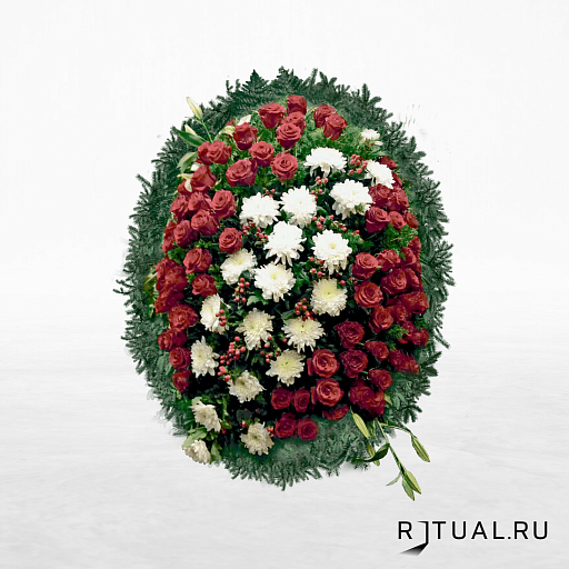 ВЕНОК «ЭЛИТ», С ЖИВЫМИ ЦВЕТАМИ (1,6м)